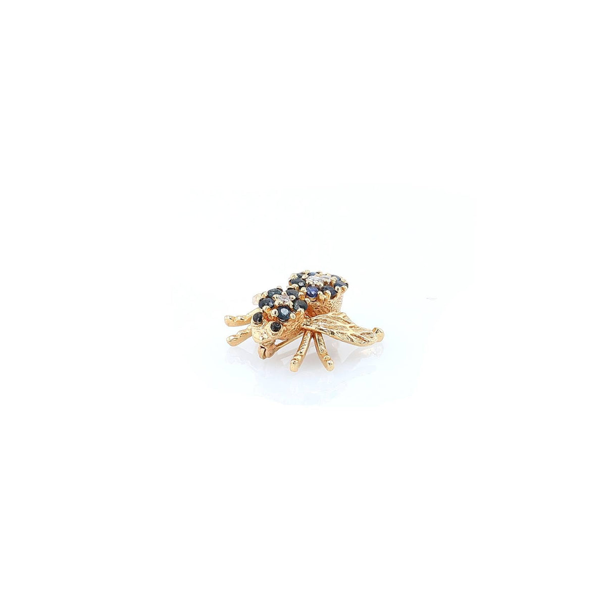 Estate 14k Yellow Gold Sapphire and Diamond Bee Pin