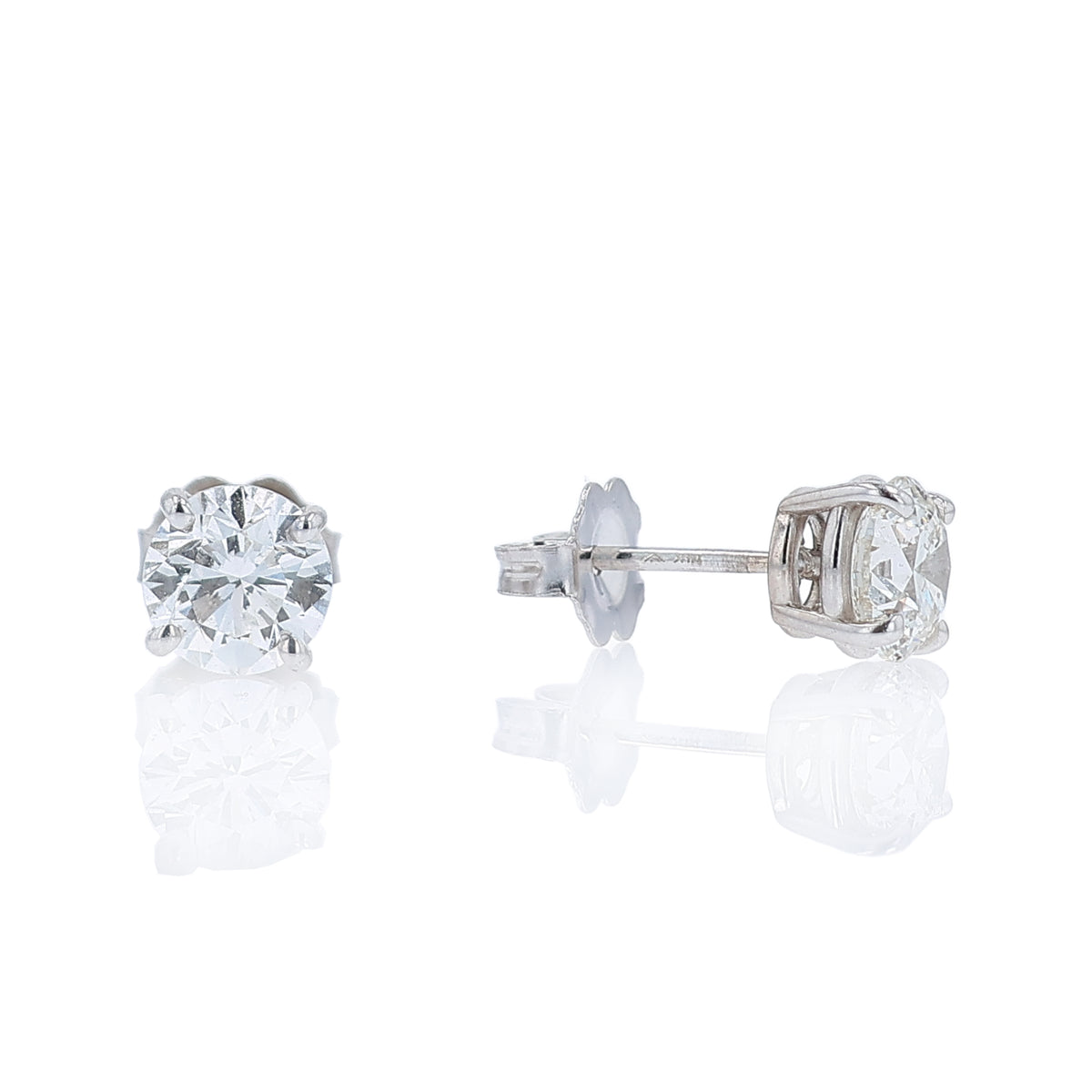 Estate 14k White Gold and 1.24ct Diamond Stud Earrings