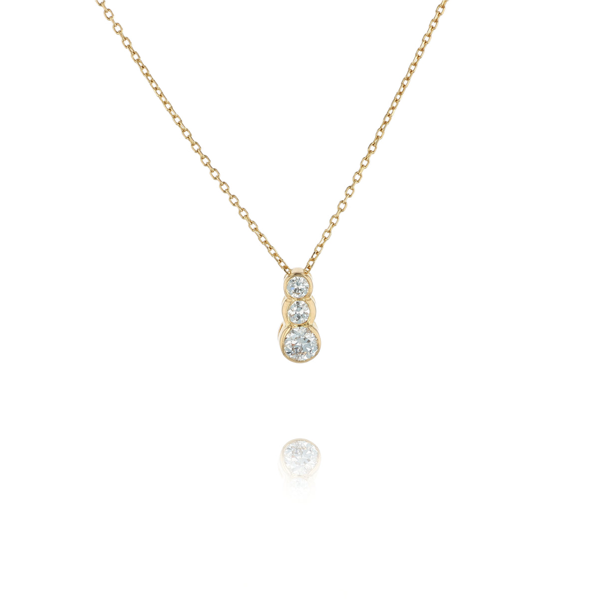 Estate 14k Yellow Gold Diamond Pendant Necklace