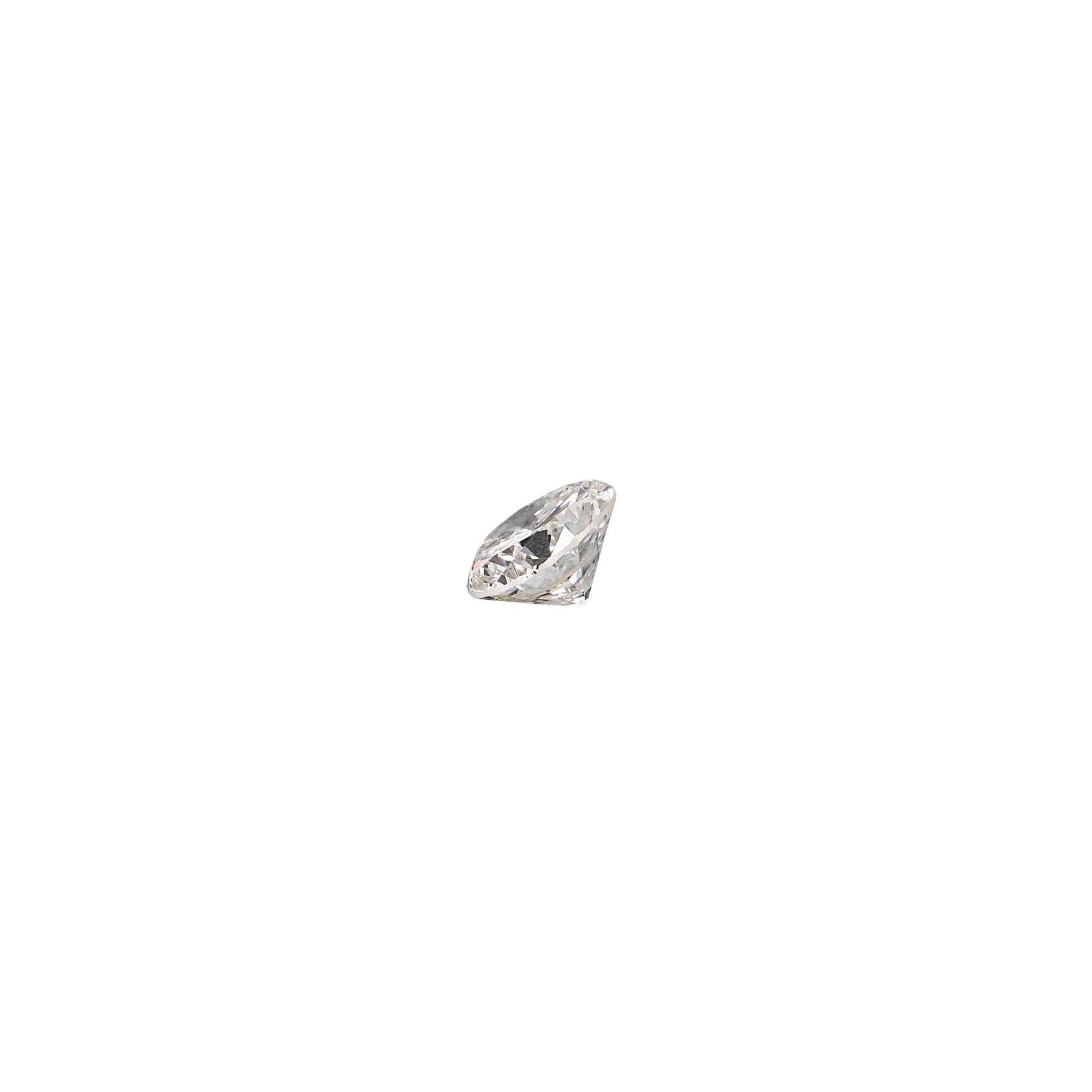 Round .63 carat diamond graded FSI1 on a white background