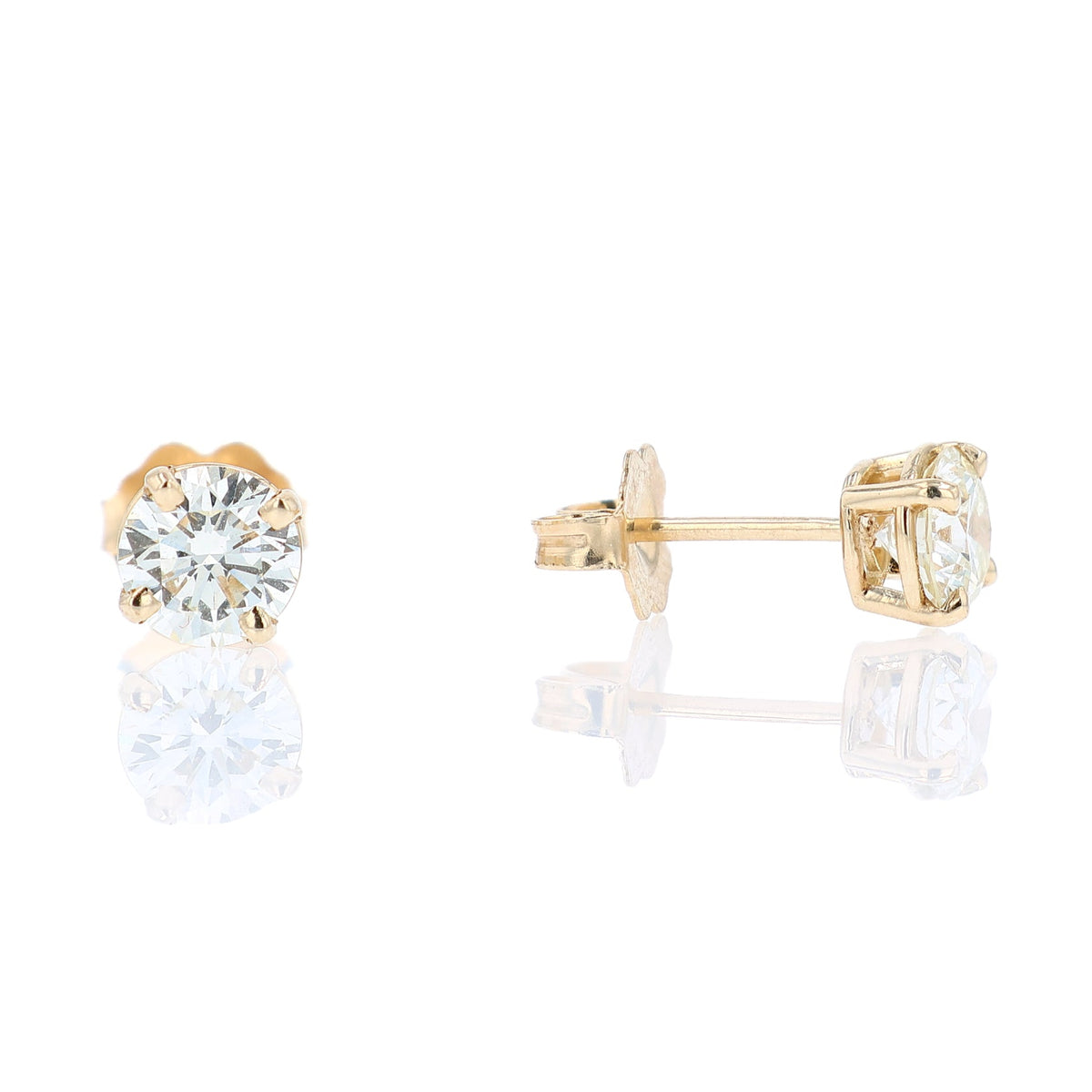 Estate 14k Yellow Gold 1.13ct Diamond Stud Earrings
