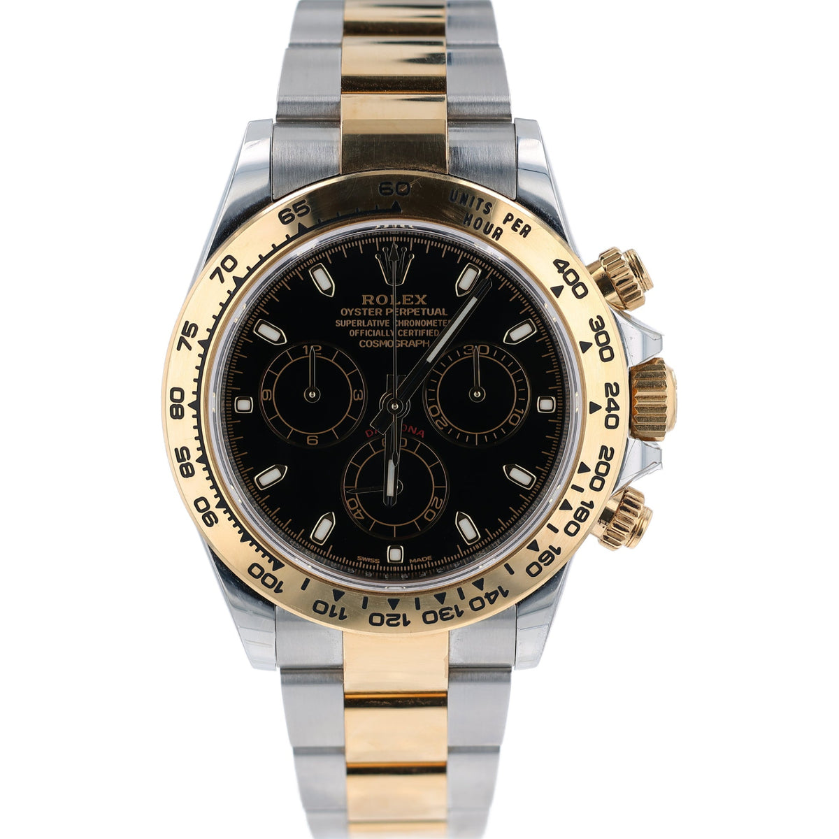 Estate Rolex STL/18k Yellow Gold 40mm Cosmograph Daytona Black Chrono Dial Tachymeter Bezel Oyster Bracelet 116503 W/Box & Card C.2022