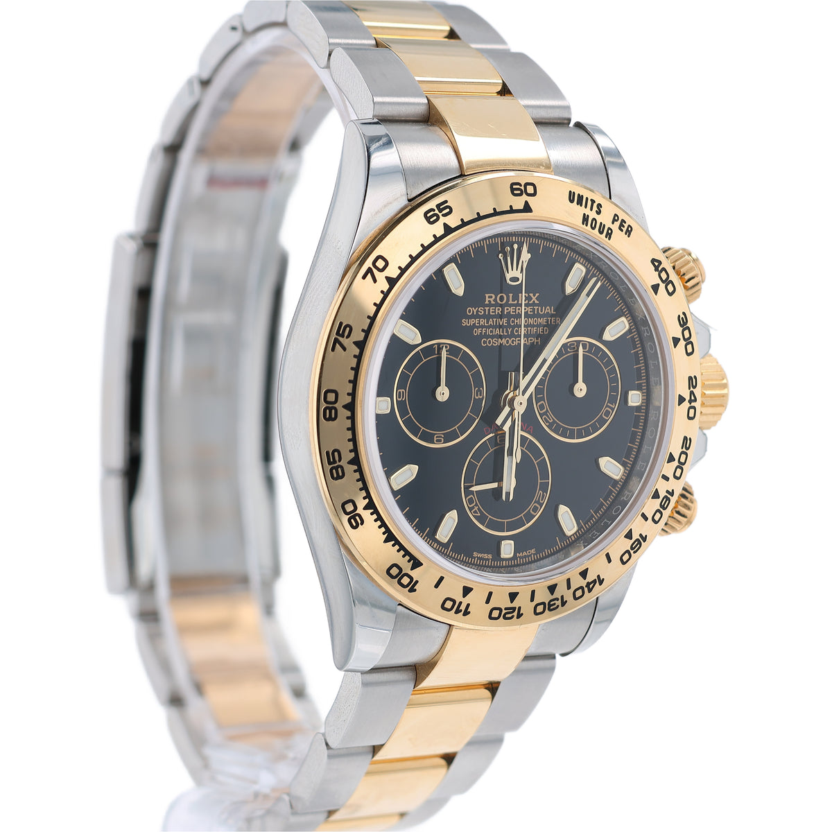 Estate Rolex STL/18k Yellow Gold 40mm Cosmograph Daytona Black Chrono Dial Tachymeter Bezel Oyster Bracelet 116503 W/Box & Card C.2022