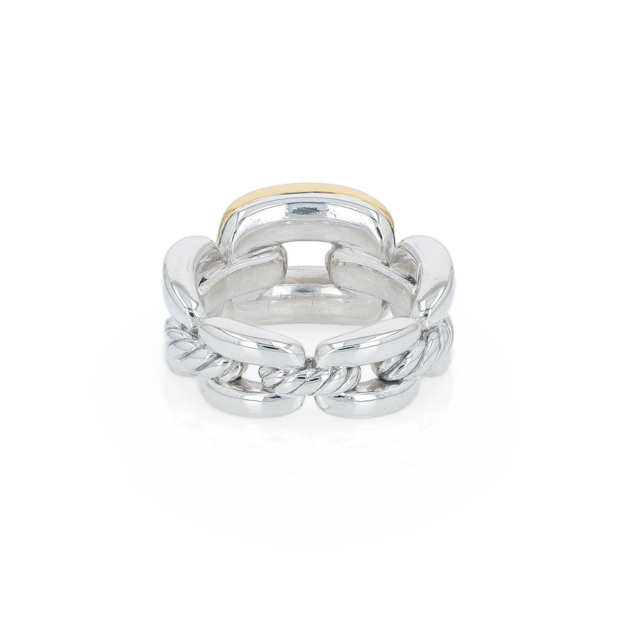 Estate David Yurman Two-Tone Wellesley Link Chain Design Ring
