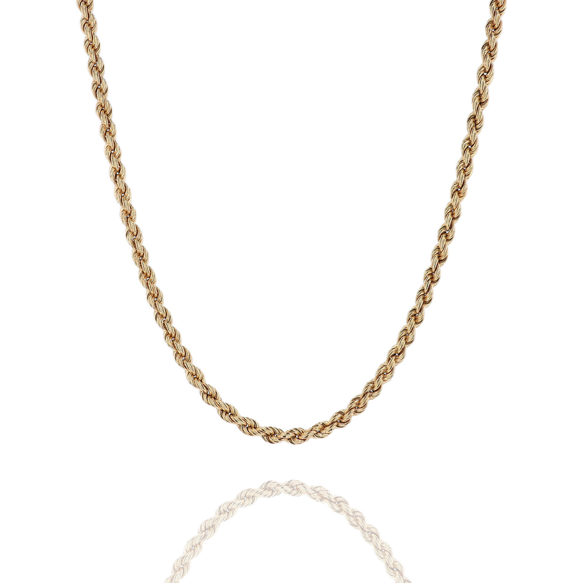 Estate 14k Yellow Gold 4.1mm Rope Chain 20" Necklace