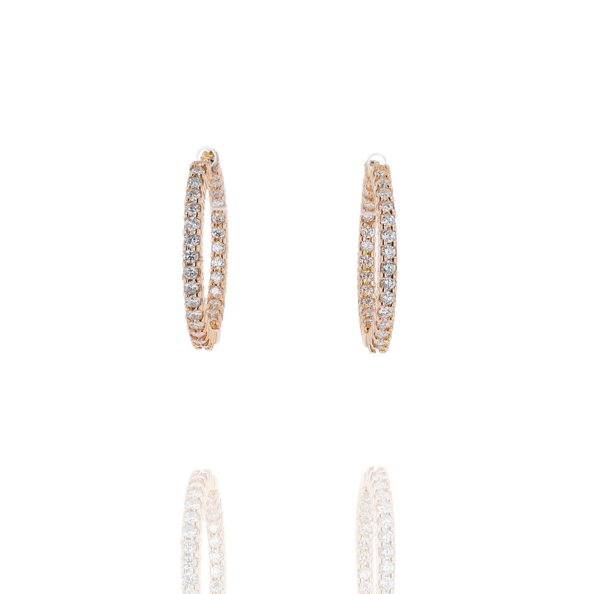 Estate Roberto Coin 18k Rose Gold and Prong Set Diamonds Hoop Earrings
