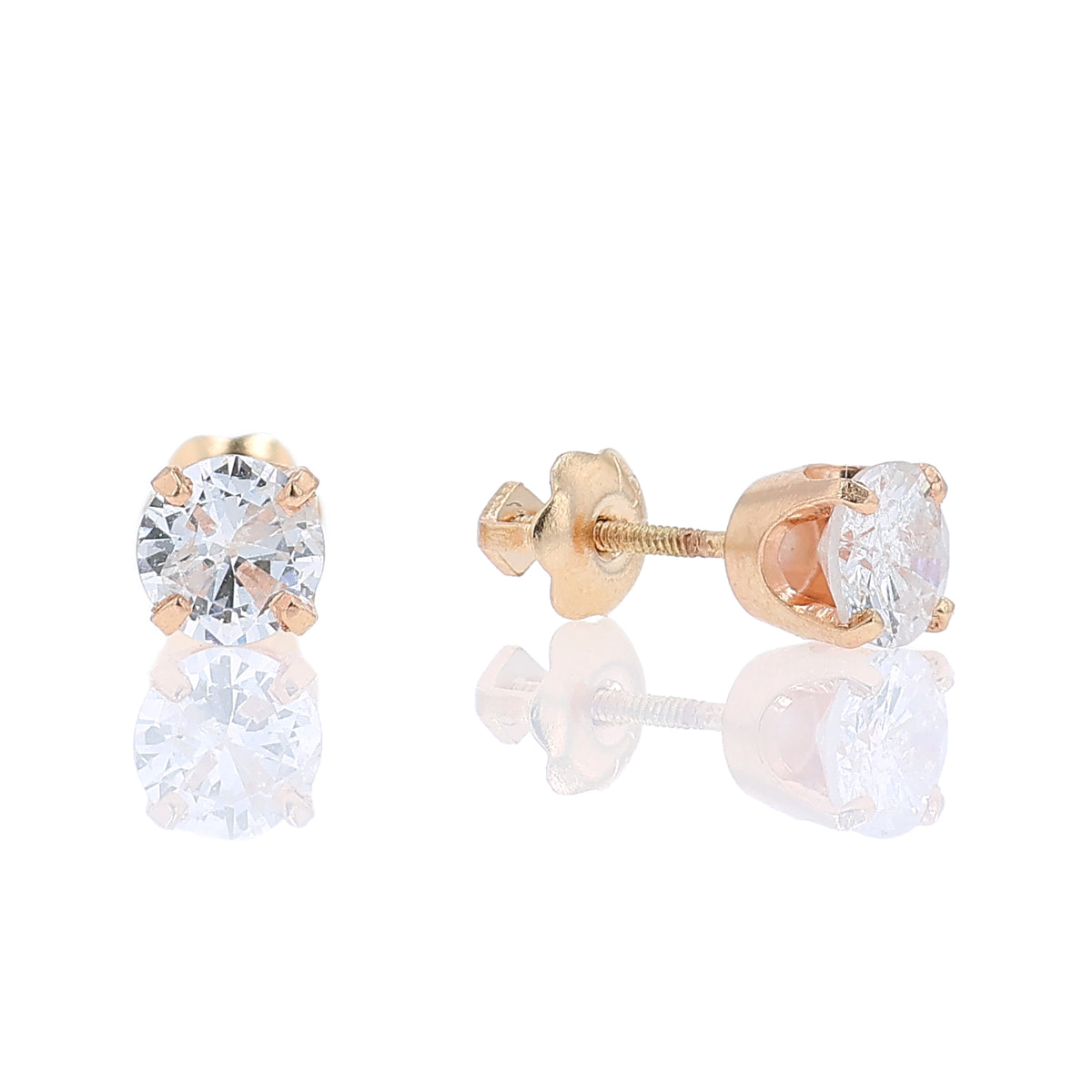 Estate 14k Yellow Gold and 0.85ct Diamond Stud Earrings
