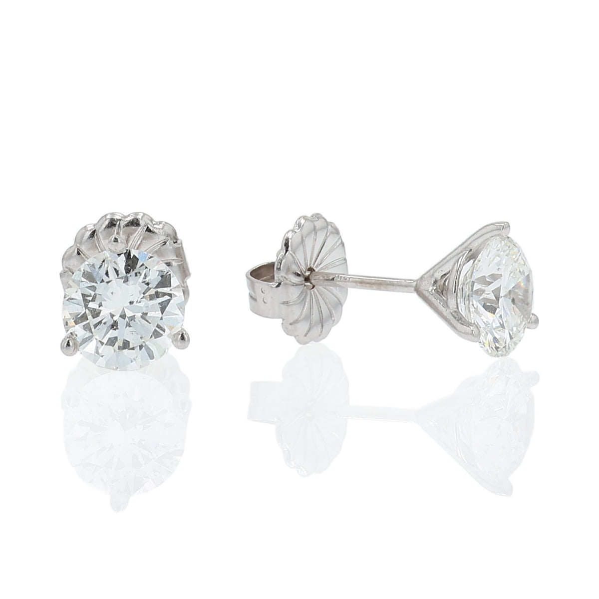 Estate 14k White Gold 2.00ct Diamond Stud Earrings