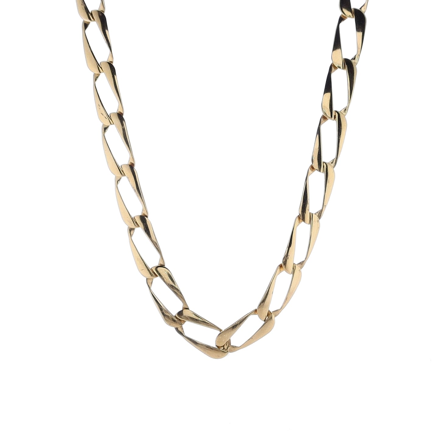 Estate 14k Yellow Gold Elongated Polished Curb Link 20" Chain Necklace