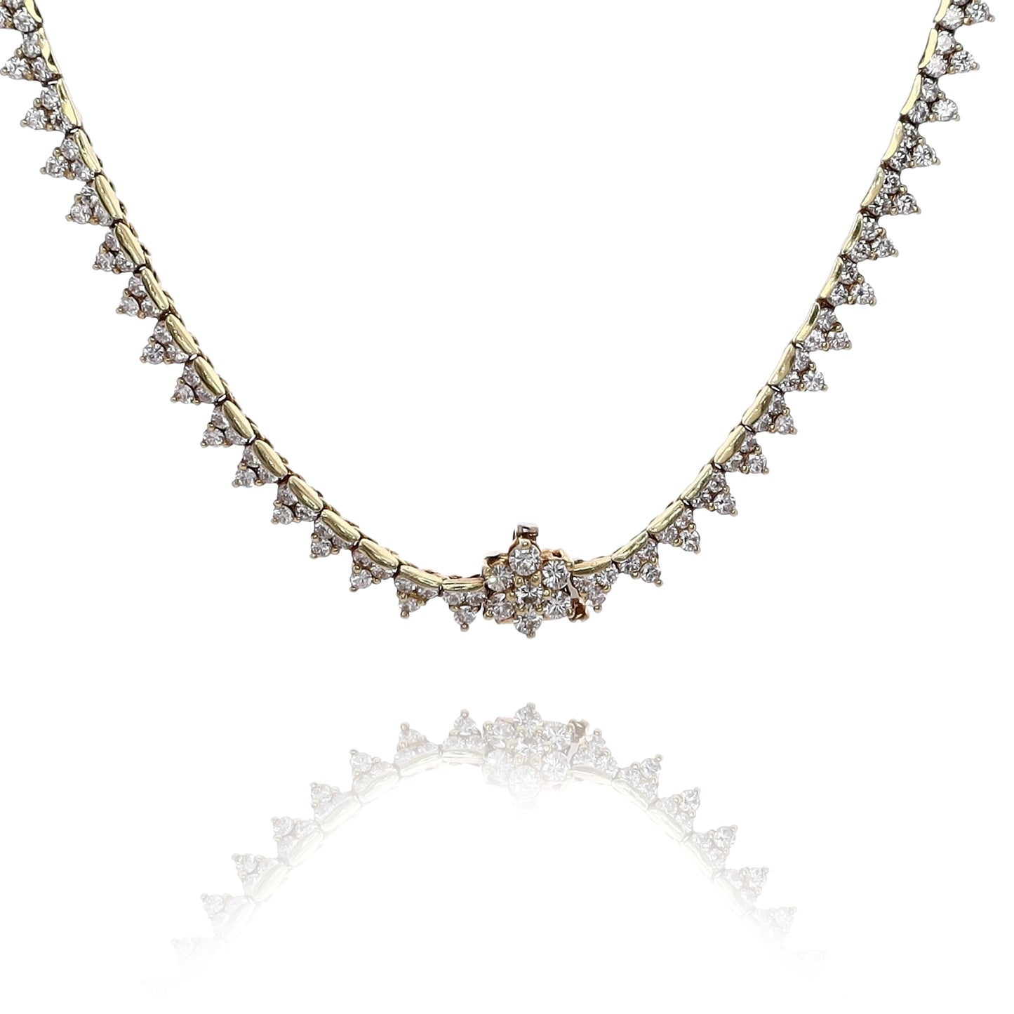 Estate 18 Karat Yellow Gold Riviera Style Diamond Necklace