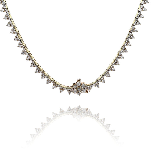 Estate 18 Karat Yellow Gold Riviera Style Diamond Necklace