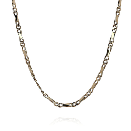 Estate 14k Yellow Gold 15.5" Polished Bar and Oval Link Chain Necklace