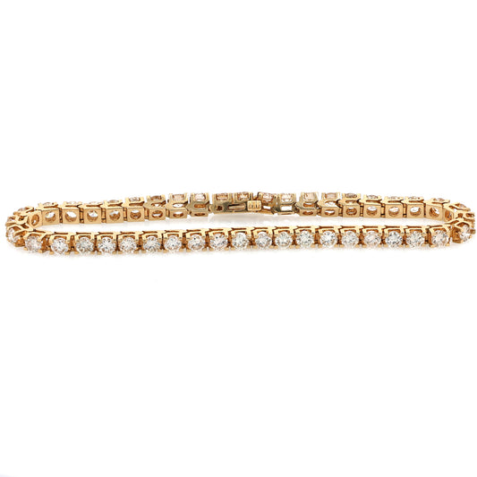 Estate 14 Karat Yellow Gold Diamond Tennis Style Bracelet