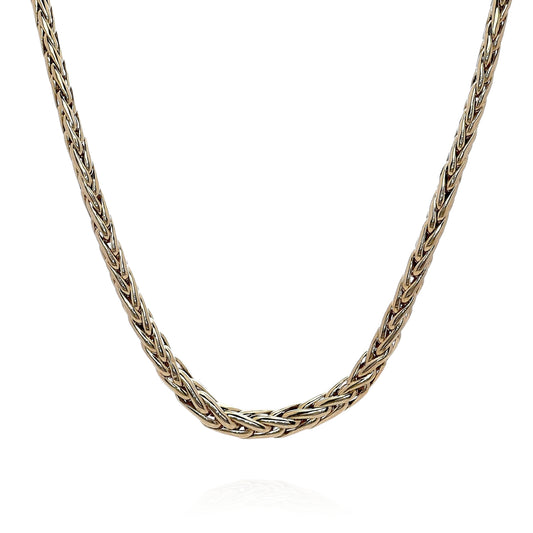 Estate 14k Yellow Gold 17" Rounded Tapered Wheat Link Chain Necklace