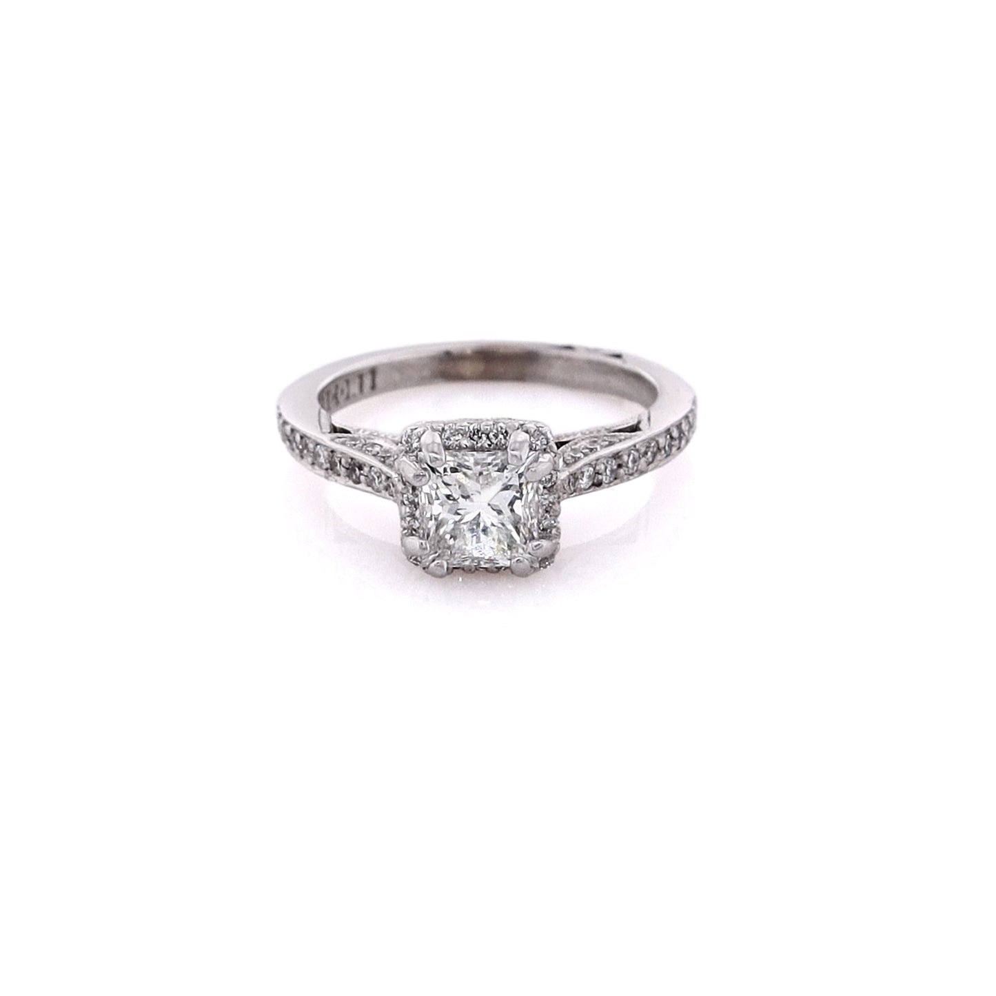 Estate Tacori 18 Karat White Gold Diamond Dantela Engagement Ring