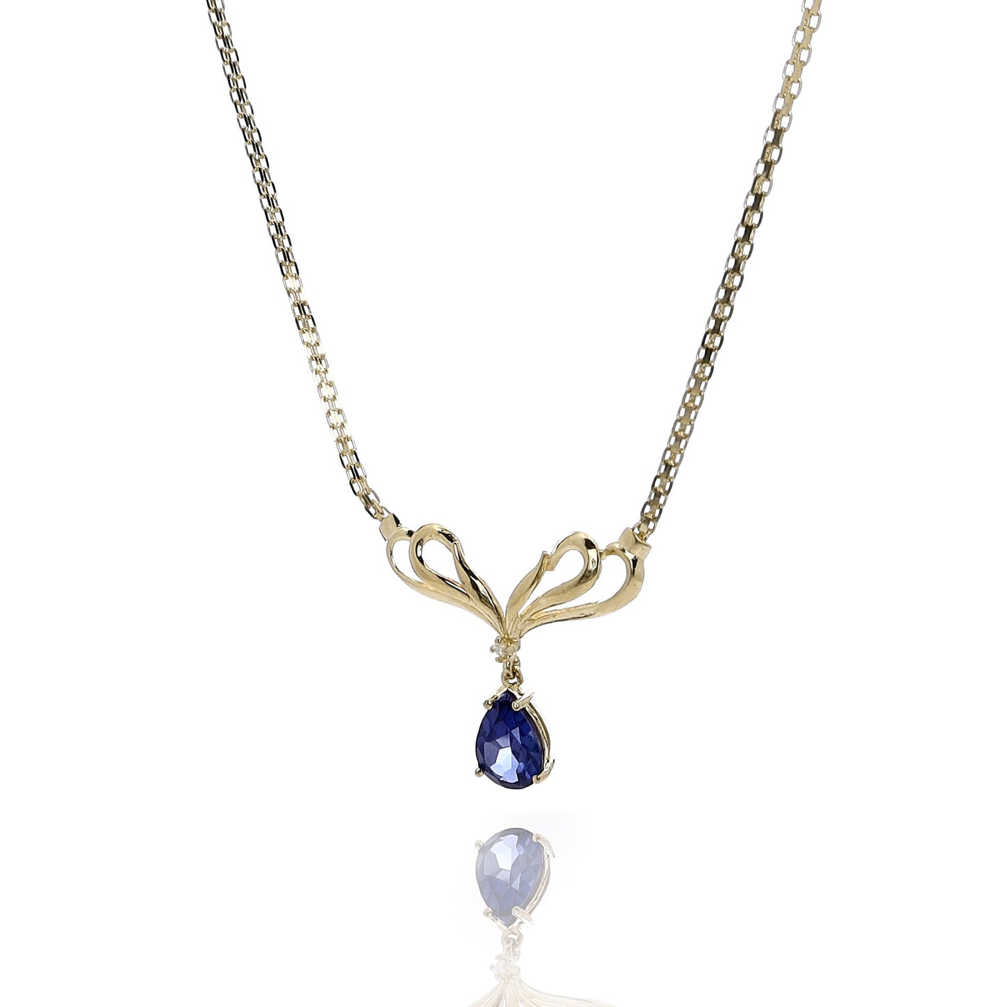 Estate 14k Yellow Gold 2.05ct Sapphire and Diamond Pendant