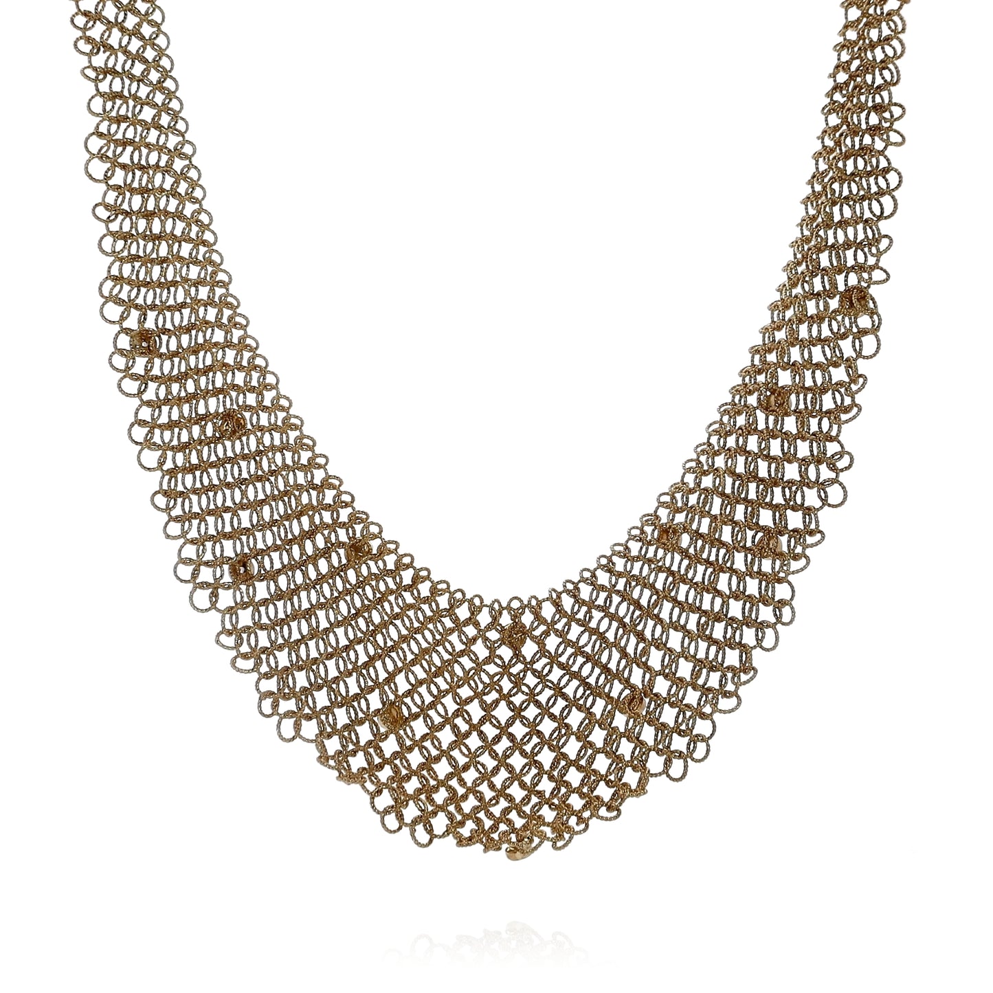 Estate 18k Yellow Gold 15" Textured and Tapered Mesh Design Chain Necklace