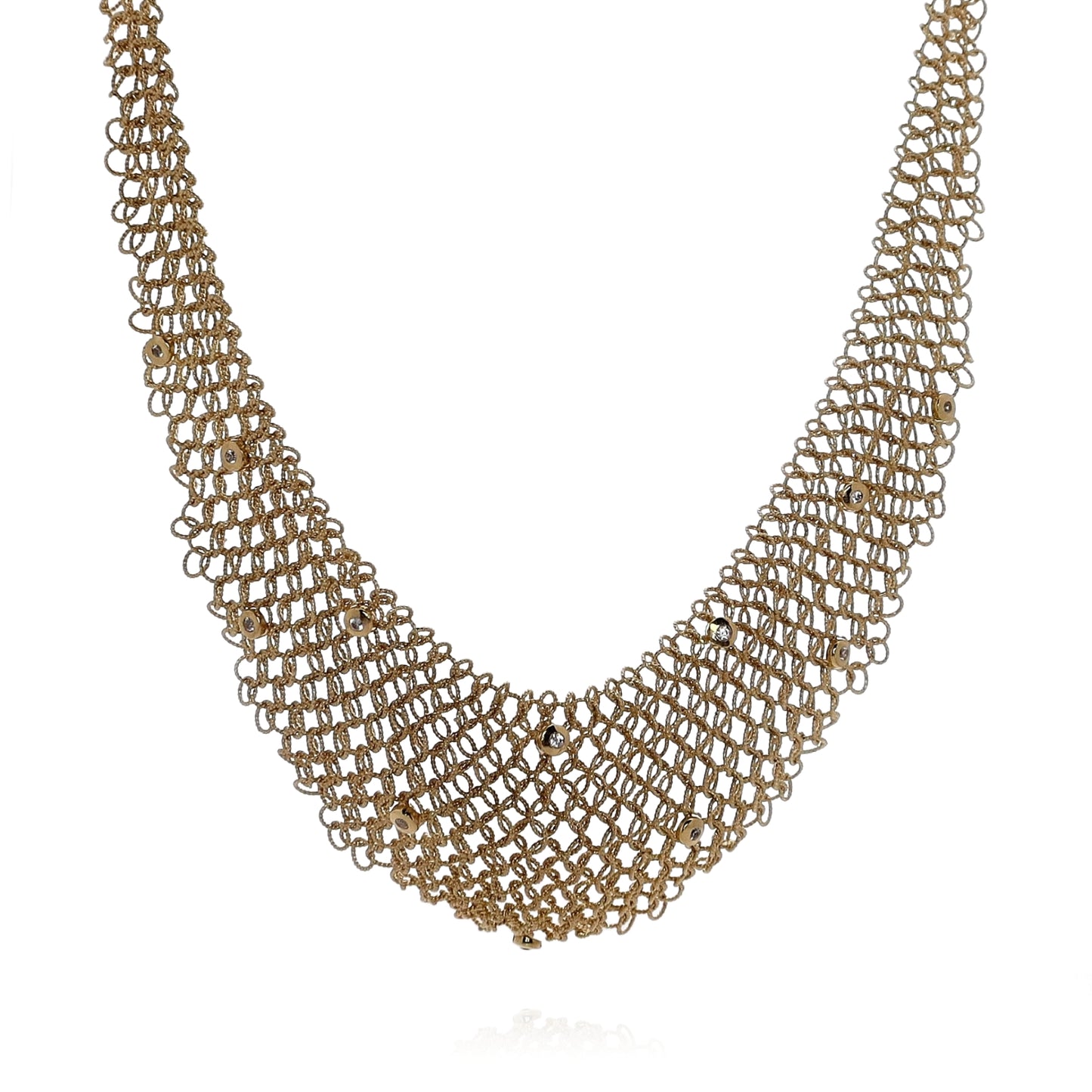 Estate 18k Yellow Gold 15" Textured and Tapered Mesh Design Chain Necklace