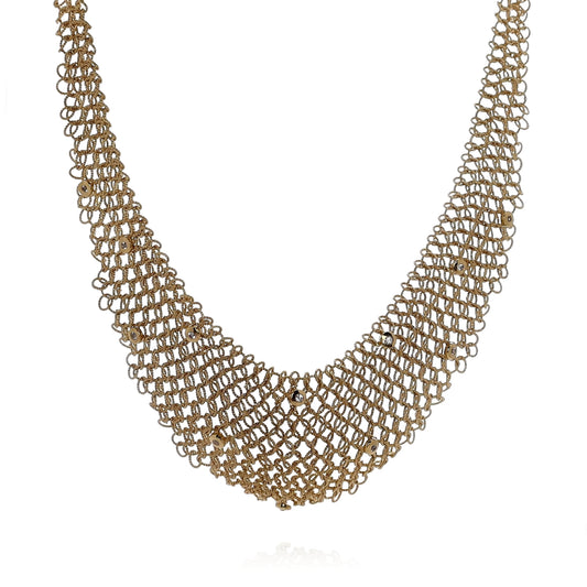 Estate 18k Yellow Gold 15" Textured and Tapered Mesh Design Chain Necklace