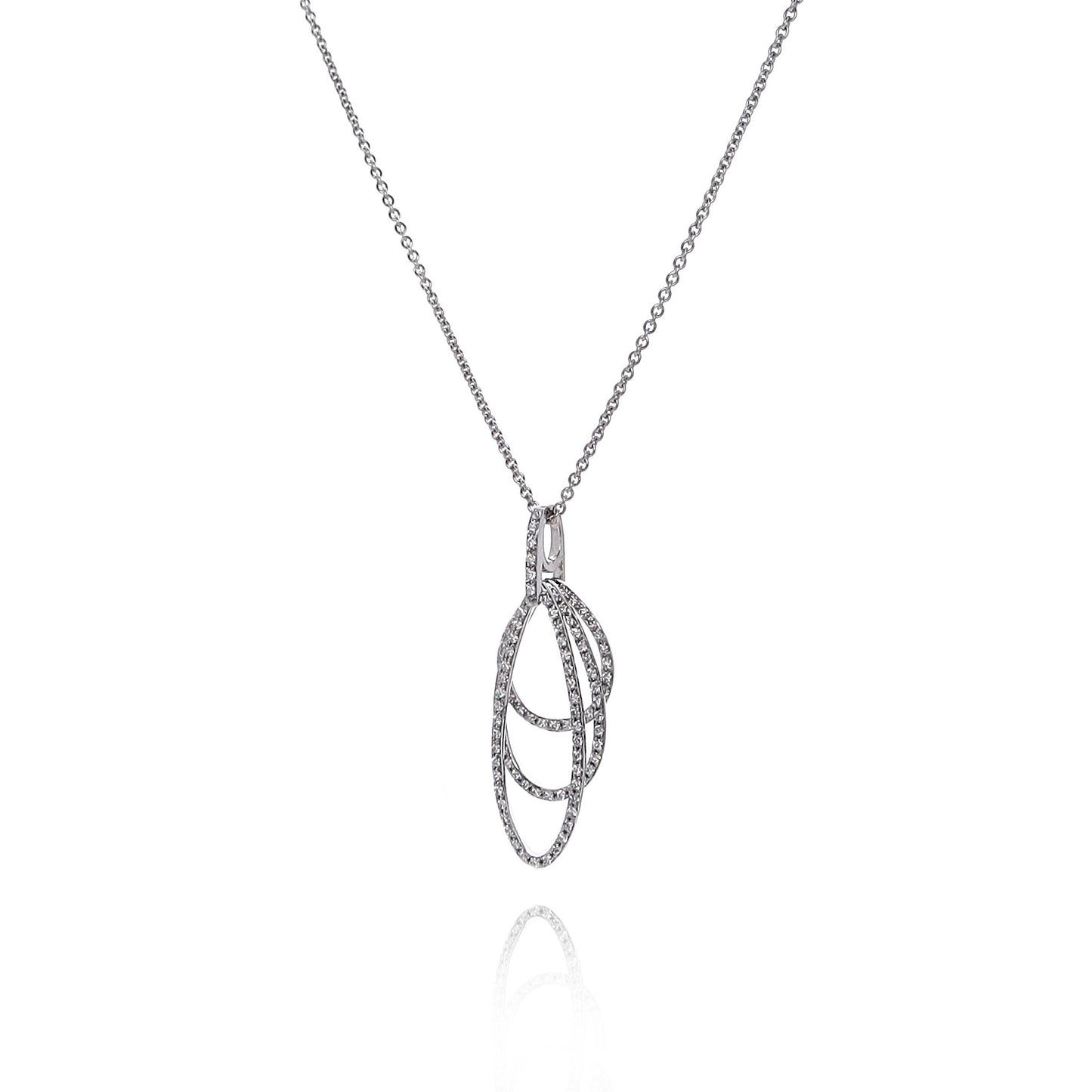 Estate 14k White Gold Triple Geometric Shape Diamond Pendant