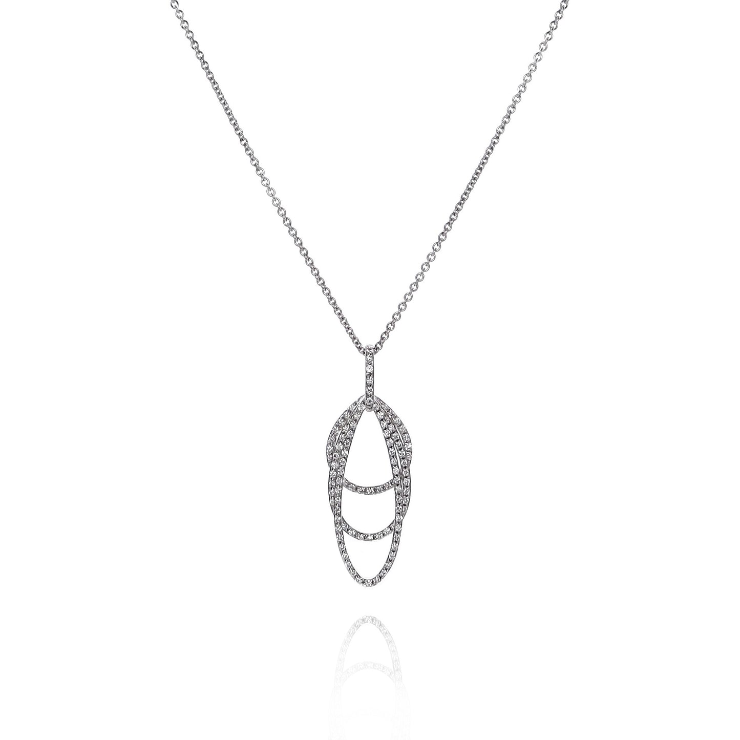 Estate 14k White Gold Triple Geometric Shape Diamond Pendant