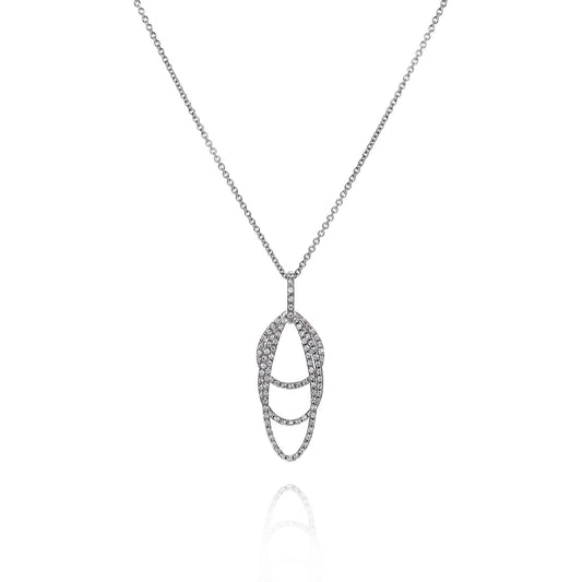 Estate 14k White Gold Triple Geometric Shape Diamond Pendant