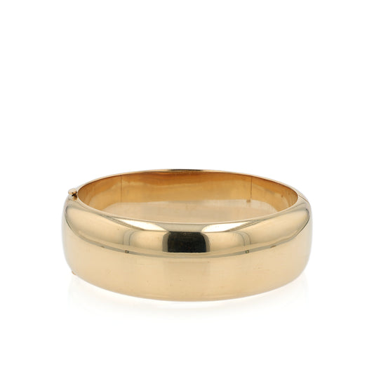 Estate Tiffany & Co 14k Yellow Gold 22mm Plain Wide Bangle Bracelet