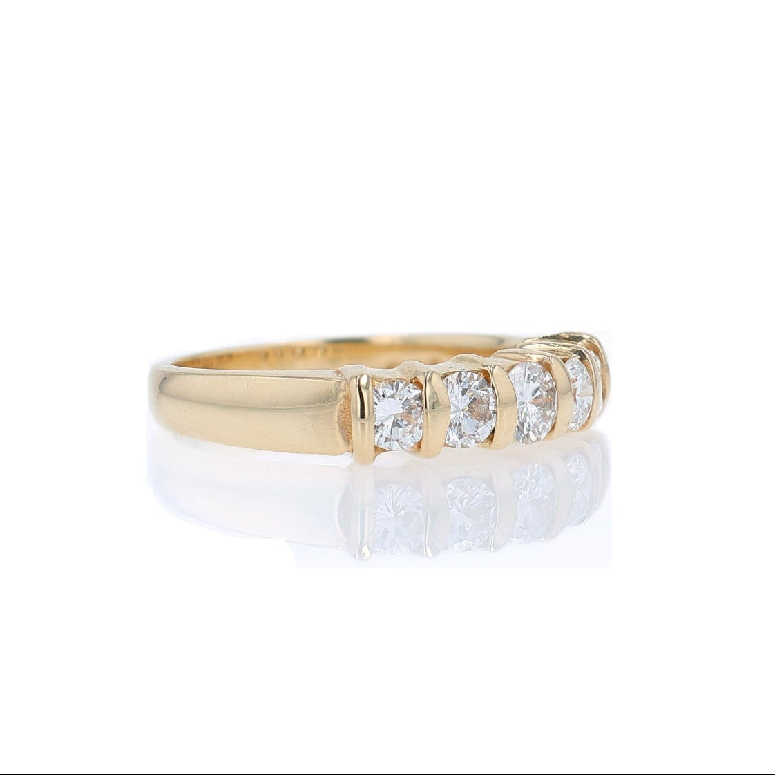 Estate 14k Yellow Gold and Diamond Bar Set Wedding Band
