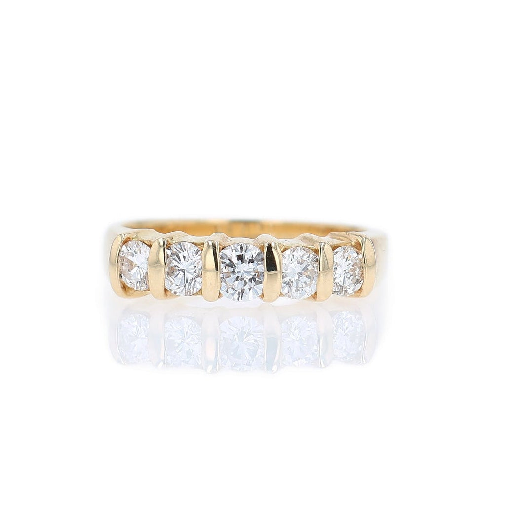 Estate 14k Yellow Gold and Diamond Bar Set Wedding Band