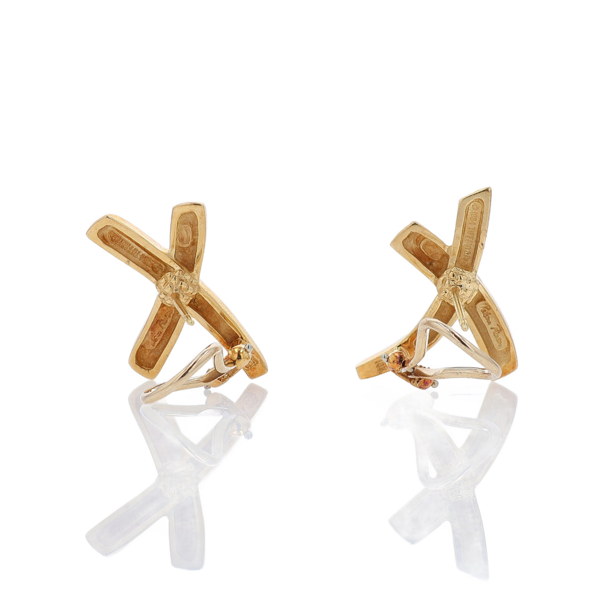Estate Tiffany & Co 18k Yellow Gold Paloma Picasso "X" Graffiti Earrings