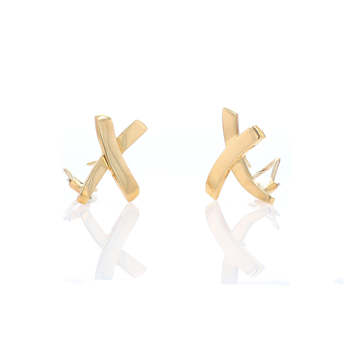 Estate Tiffany & Co 18k Yellow Gold Paloma Picasso "X" Graffiti Earrings