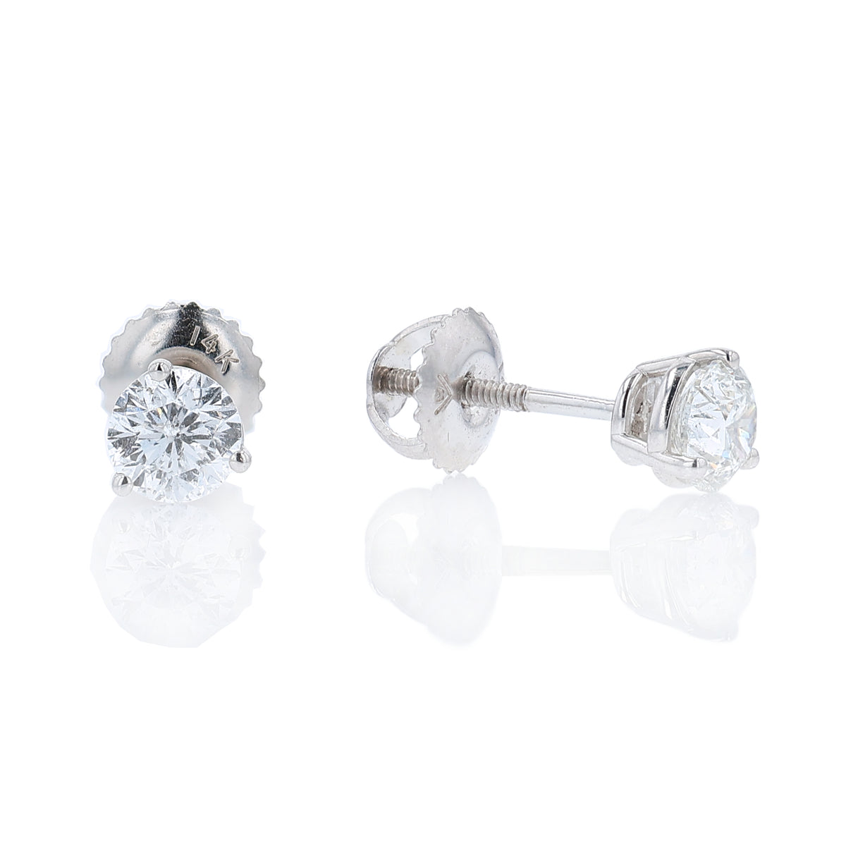 Estate 14k White Gold 0.95ct Diamond Stud Earrings