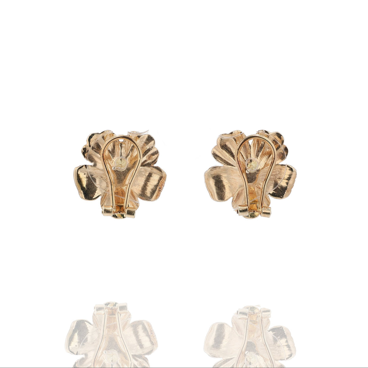 Estate 14k Yellow Gold Hibiscus Pierced/Clip-On Earrings