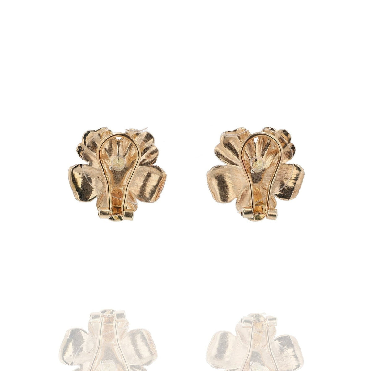 Estate 14k Yellow Gold Hibiscus Pierced/Clip-On Earrings