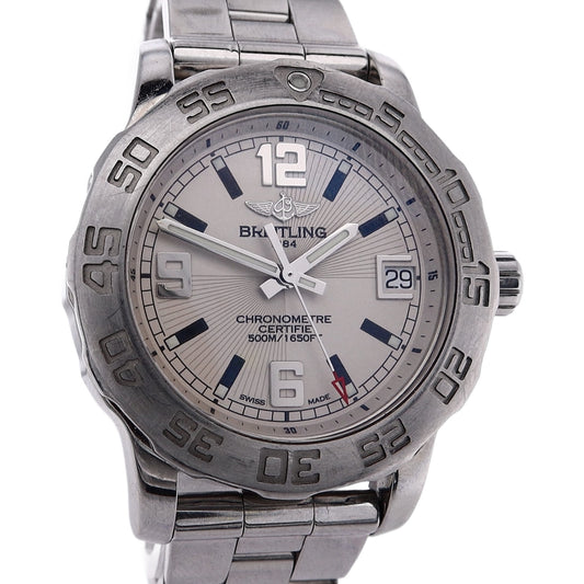 Estate Breitling Stainless Steel Ladies Colt Cream Arabic Dial Brushed Bezel Polished Bracelet A77387