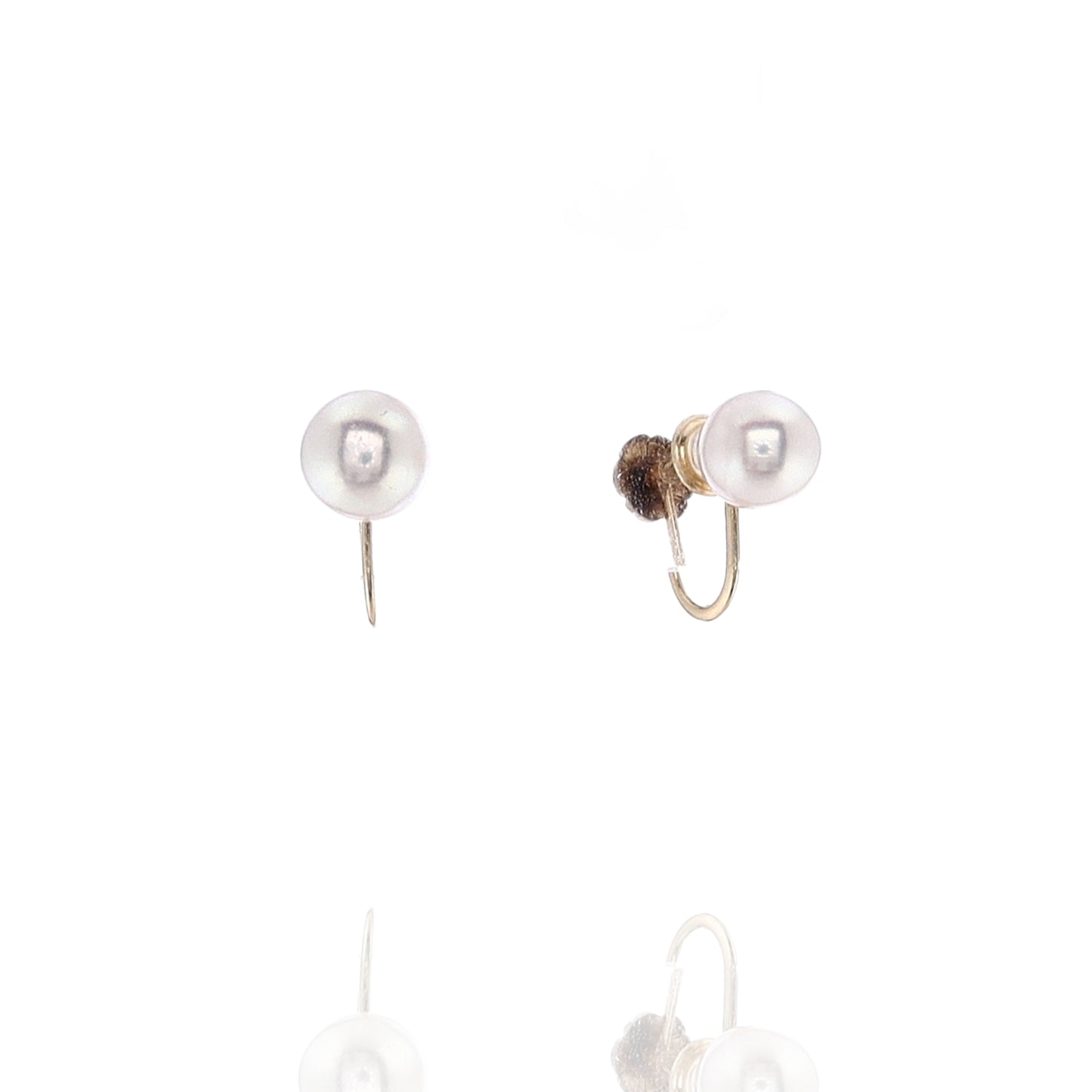 14k Yellow Gold Cultured Pearl Non Pierced Screw Back Earrings