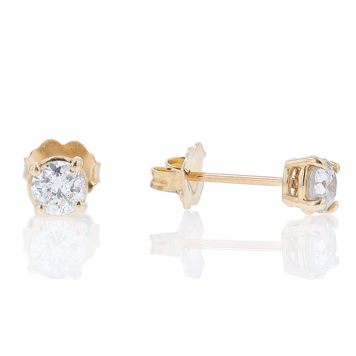 Estate 14k Yellow Gold 0.75ct Diamond Stud Earrings