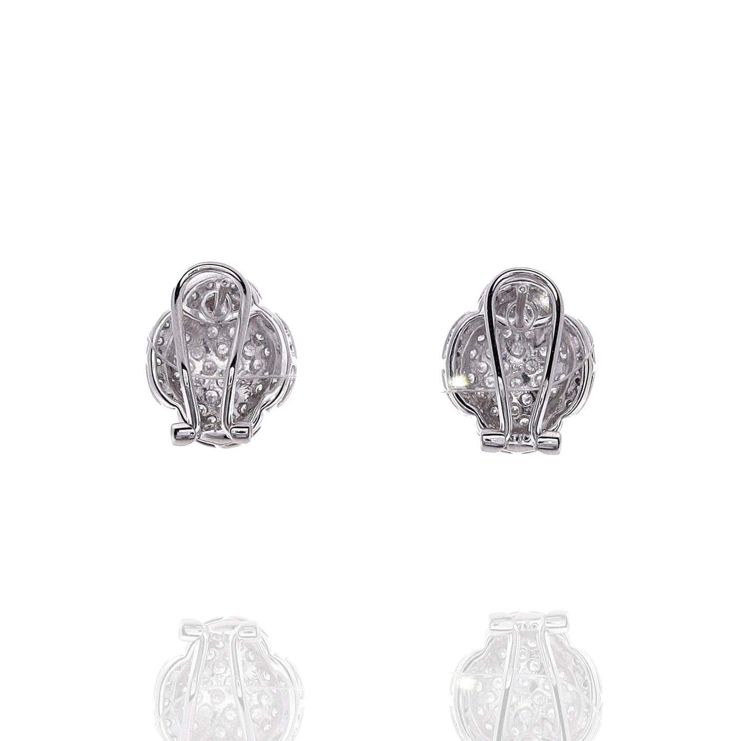 Estate 18k White Gold and Diamonds Clover Design Pierced/Clip-On Earrings