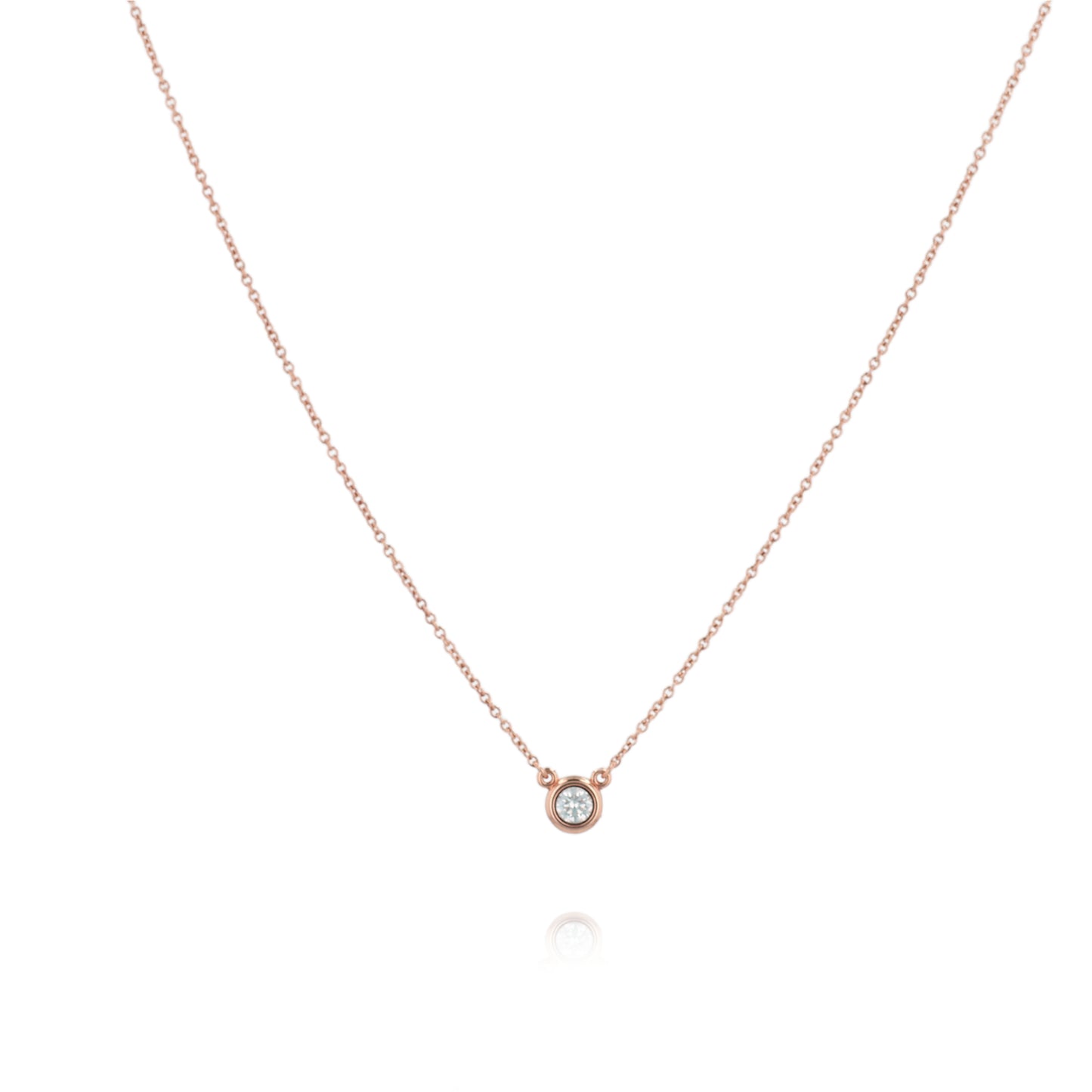 Estate Tiffany & Co Elsa Peretti 18k Rose Gold Diamond Pendant  Necklace