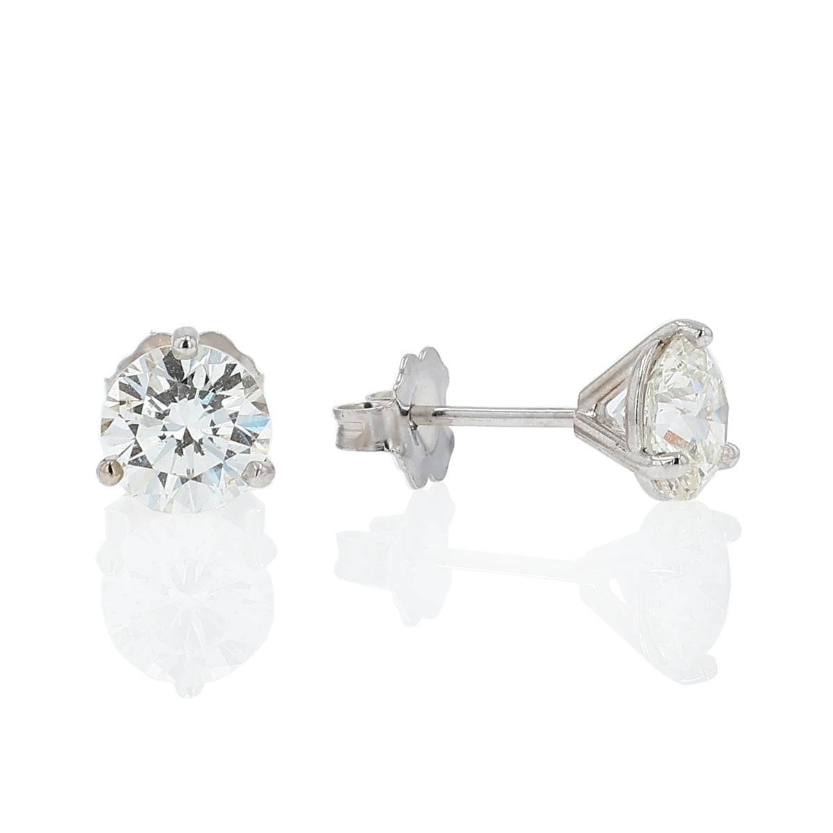 Estate 14k White Gold 2.02ct Diamond Stud Earrings