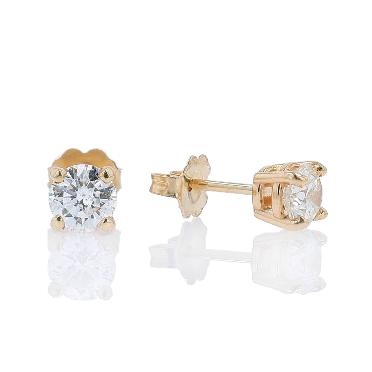 Estate 14k Yellow Gold and 1.25ct Diamond Stud Earrings