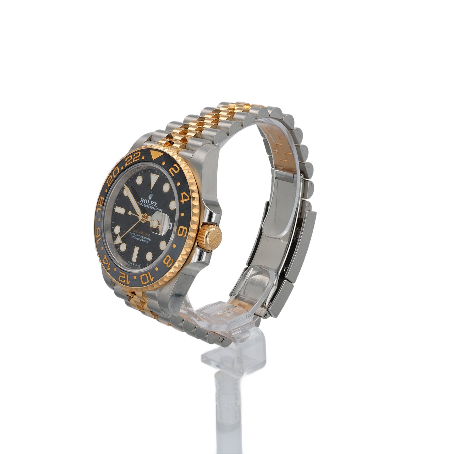 Estate Rolex Stainless Steel and 18kYellow Gold 40mm Oyster Perpetual Date GMT Master II Black Dial "Zombie" Bezel 126713 C.2024 With Box & Card