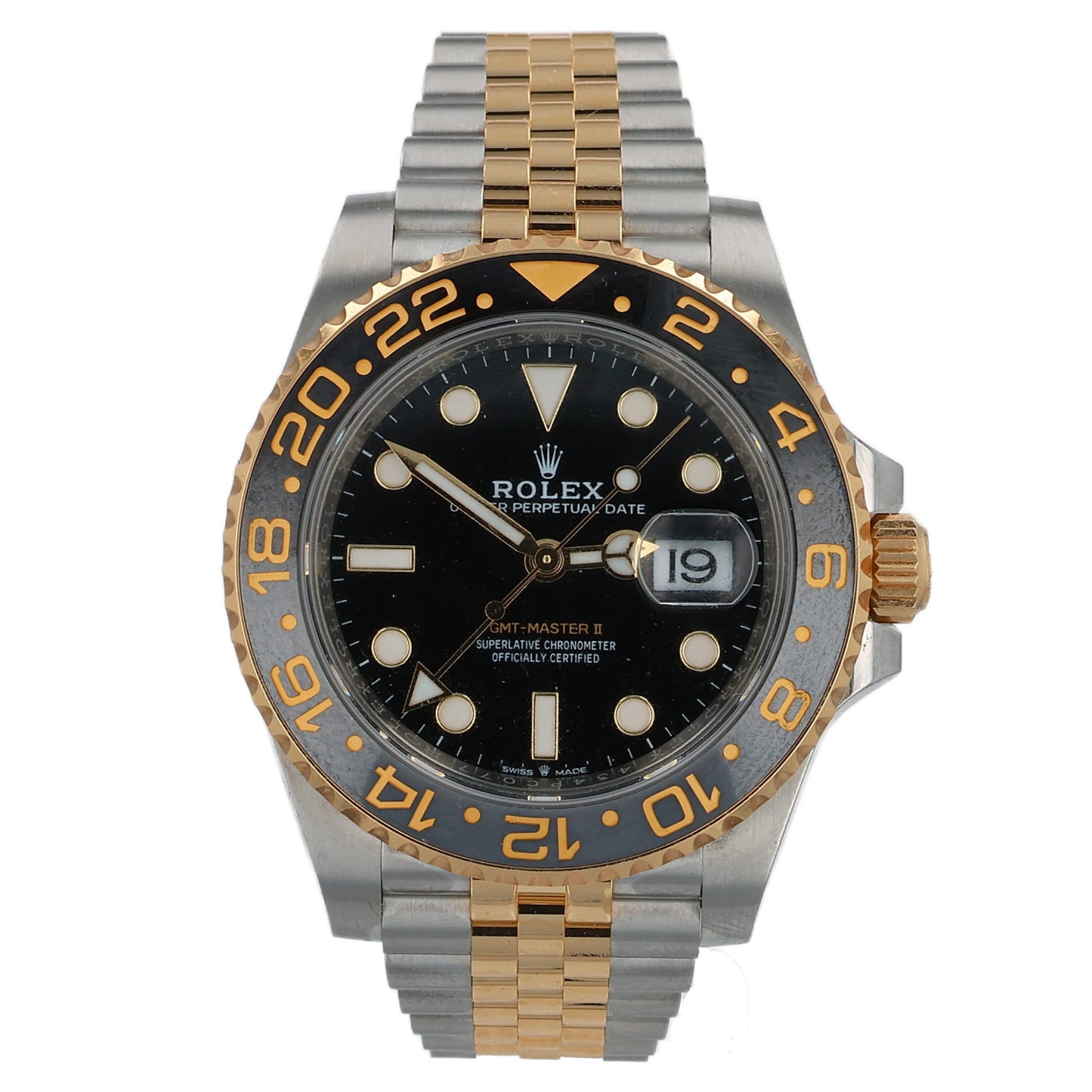 Estate Rolex Stainless Steel and 18kYellow Gold 40mm Oyster Perpetual Date GMT Master II Black Dial "Zombie" Bezel 126713 C.2024 With Box & Card