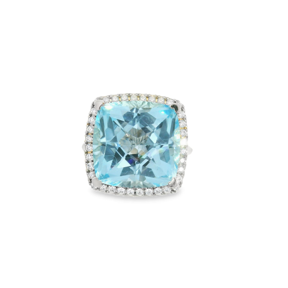Lisa Nik 18k Gold Blue Topaz and Diamond Ring
