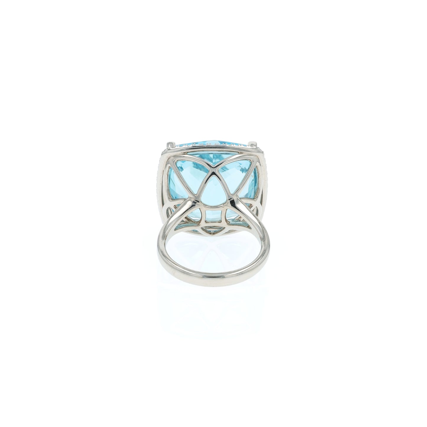 Lisa Nik 18k Blue Topaz and Diamond Halo Ring