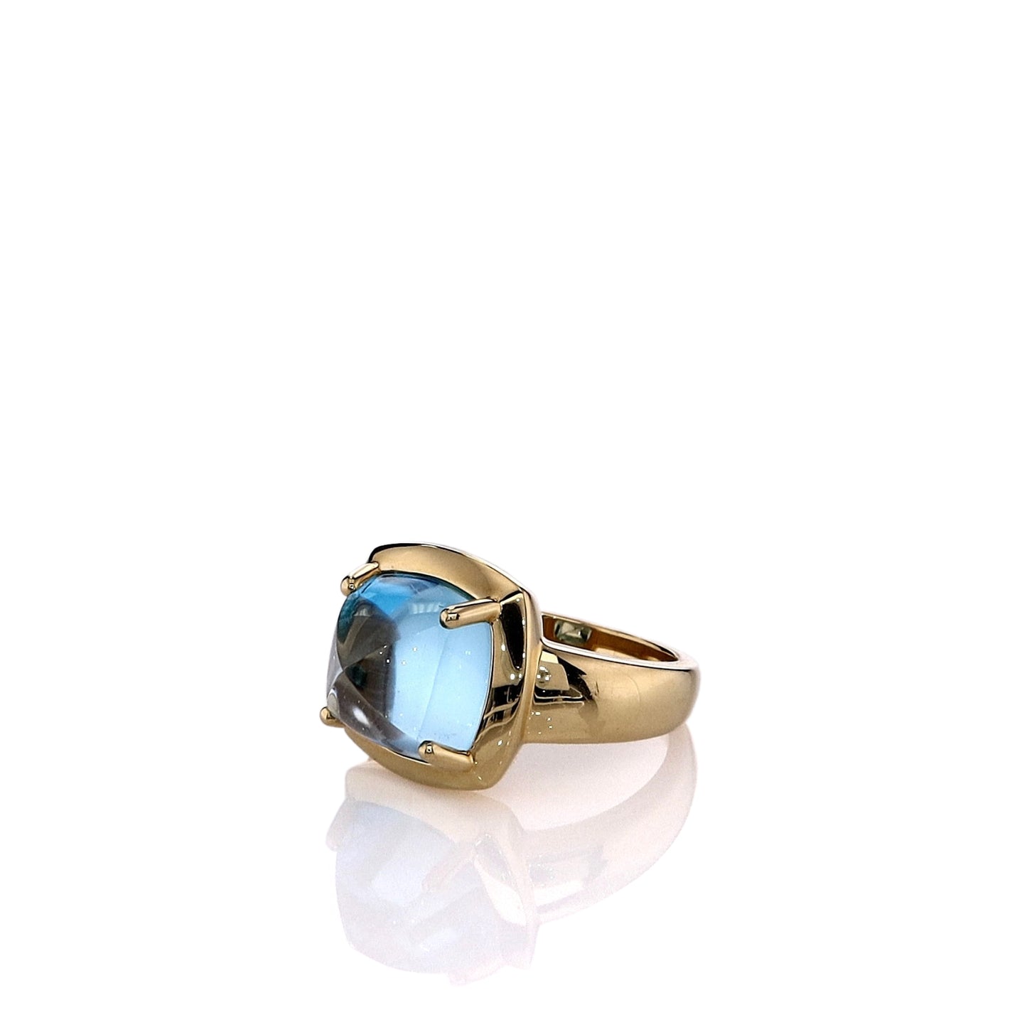 Lisa Nik 18k Gold Sugarloaf Blue Topaz Ring