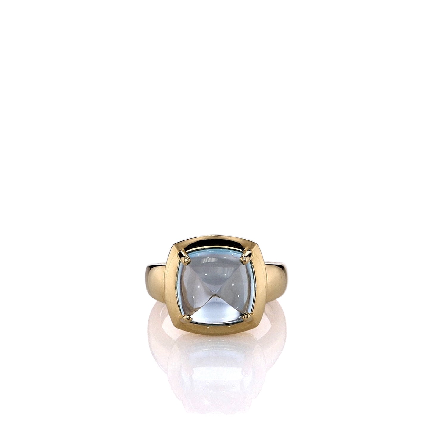 Lisa Nik 18k Gold Sugarloaf Blue Topaz Ring