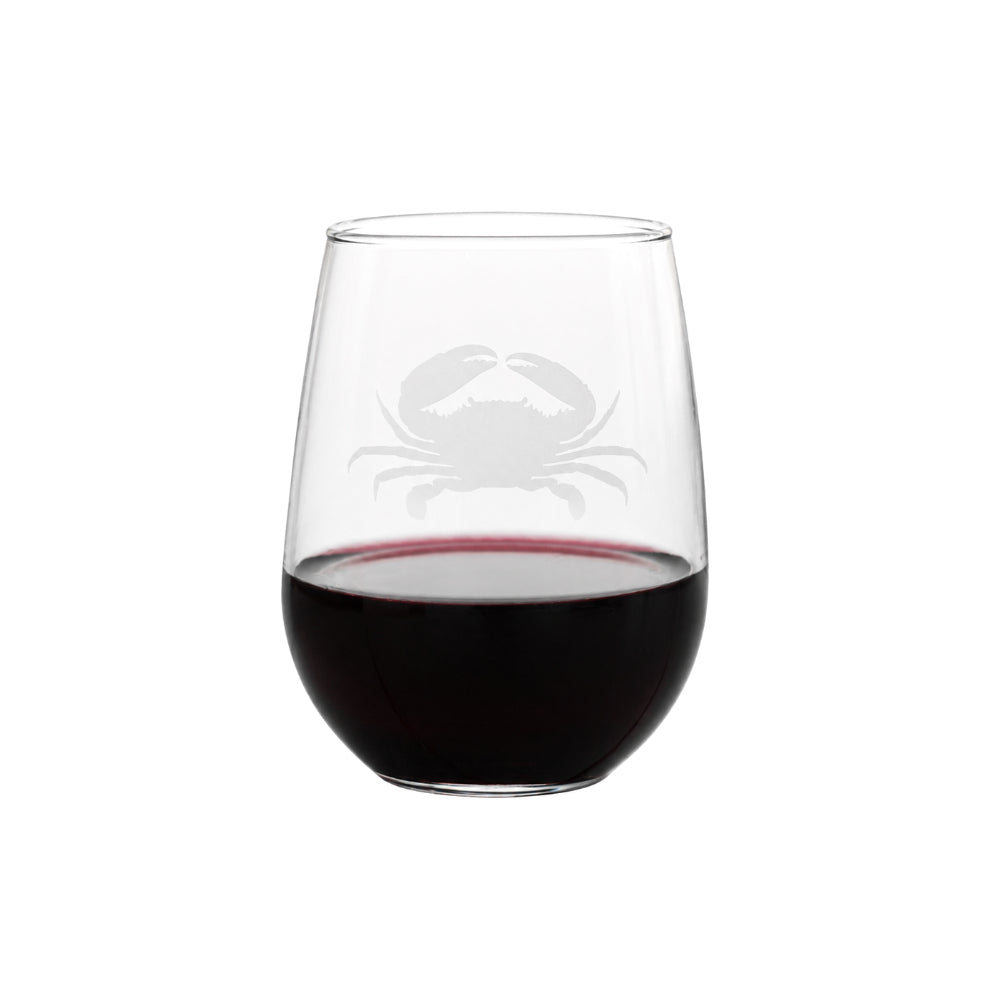 Crab Silhouette Stemless Wine Glass