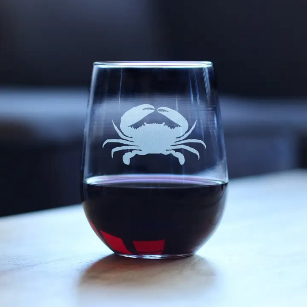 Crab Silhouette Stemless Wine Glass