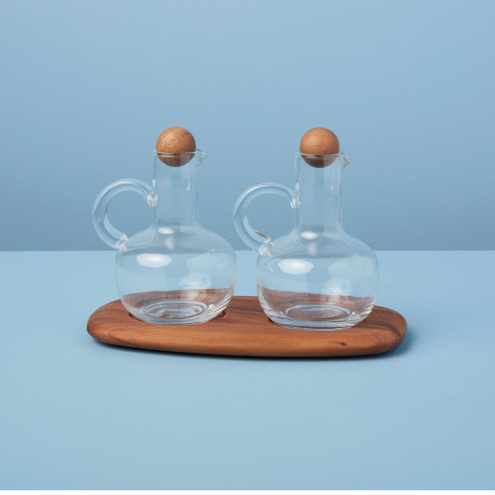 Be Home Oil & Vinegar Cruet Set with Acacia Tray